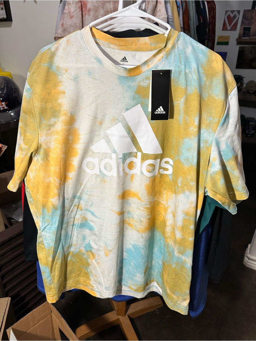 Adidas Men's Tie-Dye Graphic T-Shirt Hazy Orange/Hazy Sky